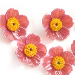 1 (one) piece Spring blossom bead, Flower bead, Cherry flower, floral lampwork bead, lampwork flower MTO