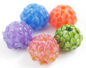 1 (ONE) Dahlia flower bead, aster flower bead, floral lampwork bead, craft supplies, handmade glass bead MTO