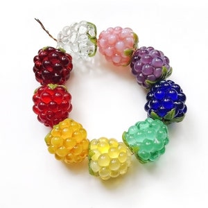 1 (one) piece Garden raspberries / handmade lampwork beads / Berries/ Beading / Garden MTO