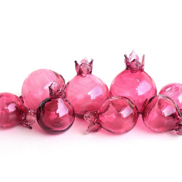 One (1) blown pomegranate bead, hollow lampwork bead, pome bead, glass pomegranate MTO