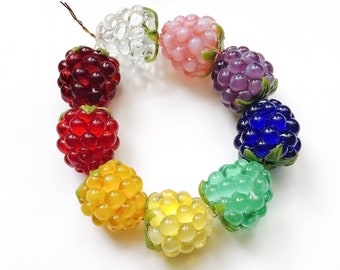 1 (one) piece Garden raspberries / handmade lampwork beads / Berries/ Beading / Garden MTO