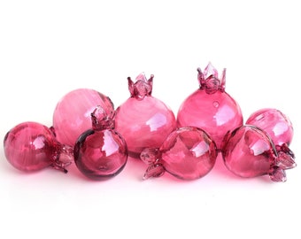 One (1) blown pomegranate bead, hollow lampwork bead, pome bead, glass pomegranate MTO