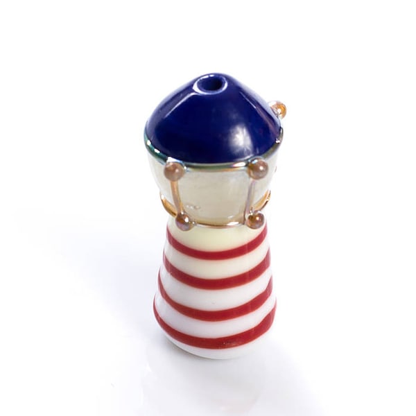 lighthouse handmade lampwork bead / glow glass bead/ beading/ craft supplies MTO