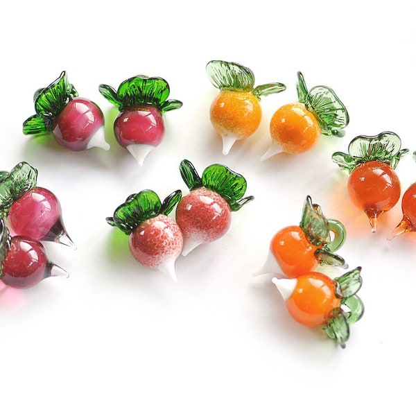 1 (une) pièce RADIS avec boucle / Légumes/ Vegan/ offmandrel /luna MTO orange dirigeable prune