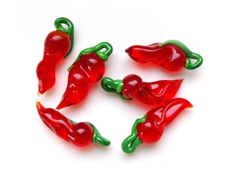 1 (one) Chilly pepper handmade lampwork bead / glass pepper charm / veggie lampwork beads / MTO