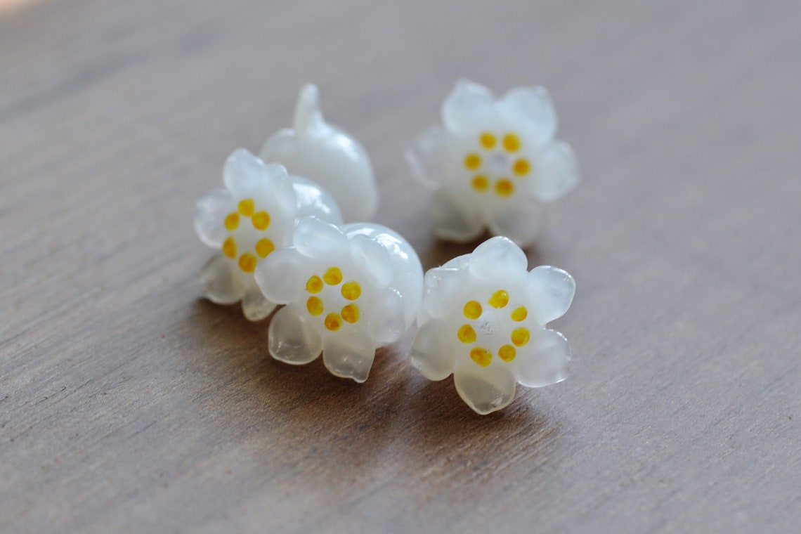 5 five Pcs Lily of the Valley Bead Set Lampwork Beads - Etsy