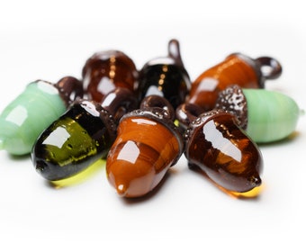 1 (one) Acorn bead with loop / Glass acorn lampwork bead / craft supplies/ beading / organic bead MTO