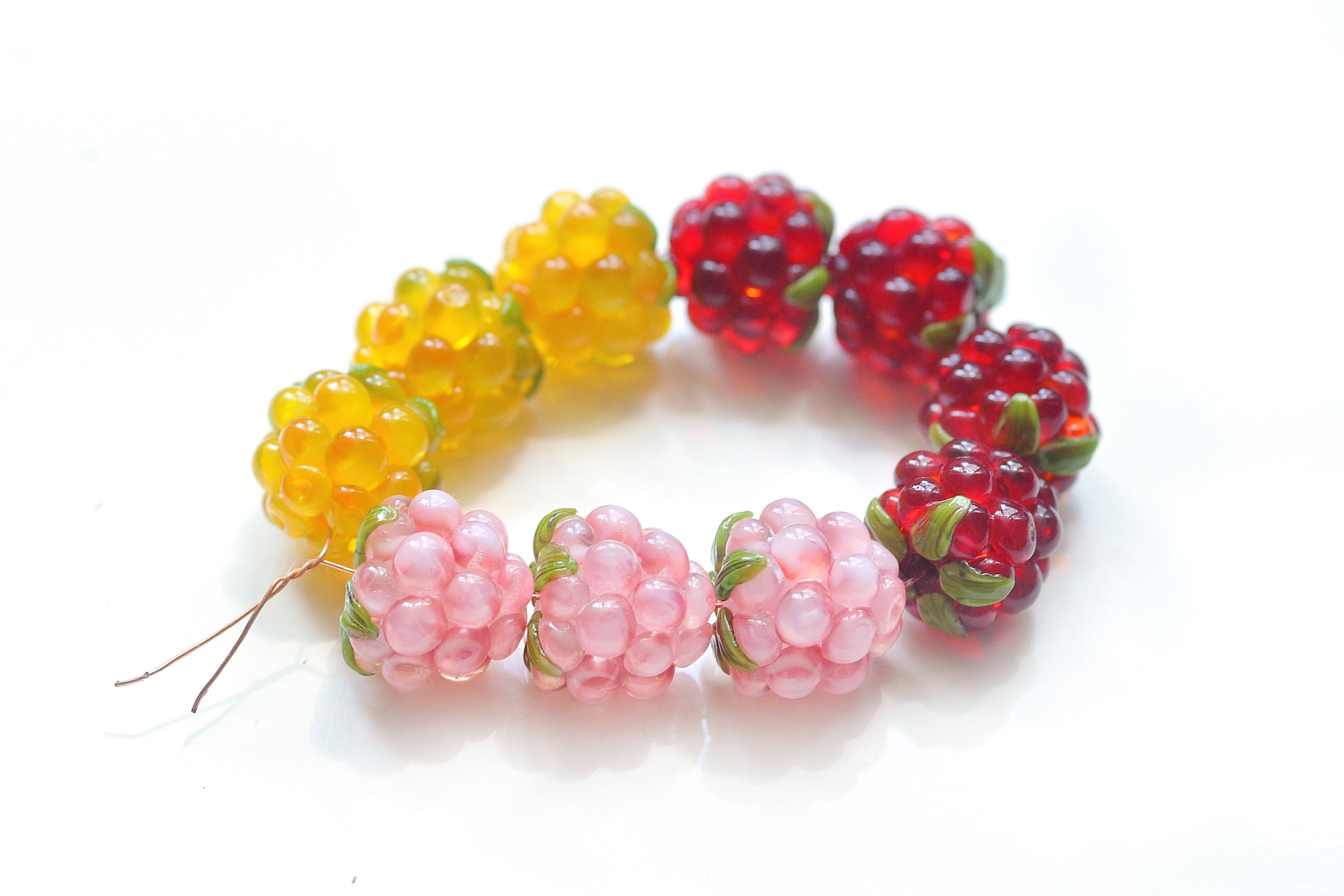 Bead Landing Lampwork Glass Strawberry Beads - Red - 12-15 mm