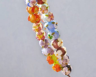 手作りランプワーク立体花ビーズ、ガラスパンジークラフト用品（16mm