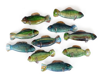 Lampwork Fish Bead, Realistic Glass Figurine Pendant (40mm)