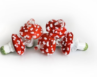 1 (una) pieza de cuenta central Amanita / dije de hongo de vidrio / cuentas de vidrio soplado / MTO