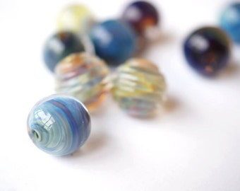 1 (one) piece Galaxy multicolored lampwork bead with silver glass MTO