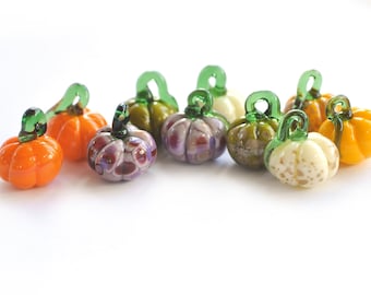 1 (one) piece Pumpkin handmade lampwork bead / glass pumpkin charm / veggie lampwork beads / MTO