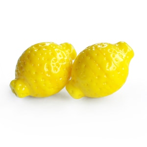 2 (pair) Lemon handmade lampwork beads / glass lemons / matched earring pair / fruit lampwork beads / MTO