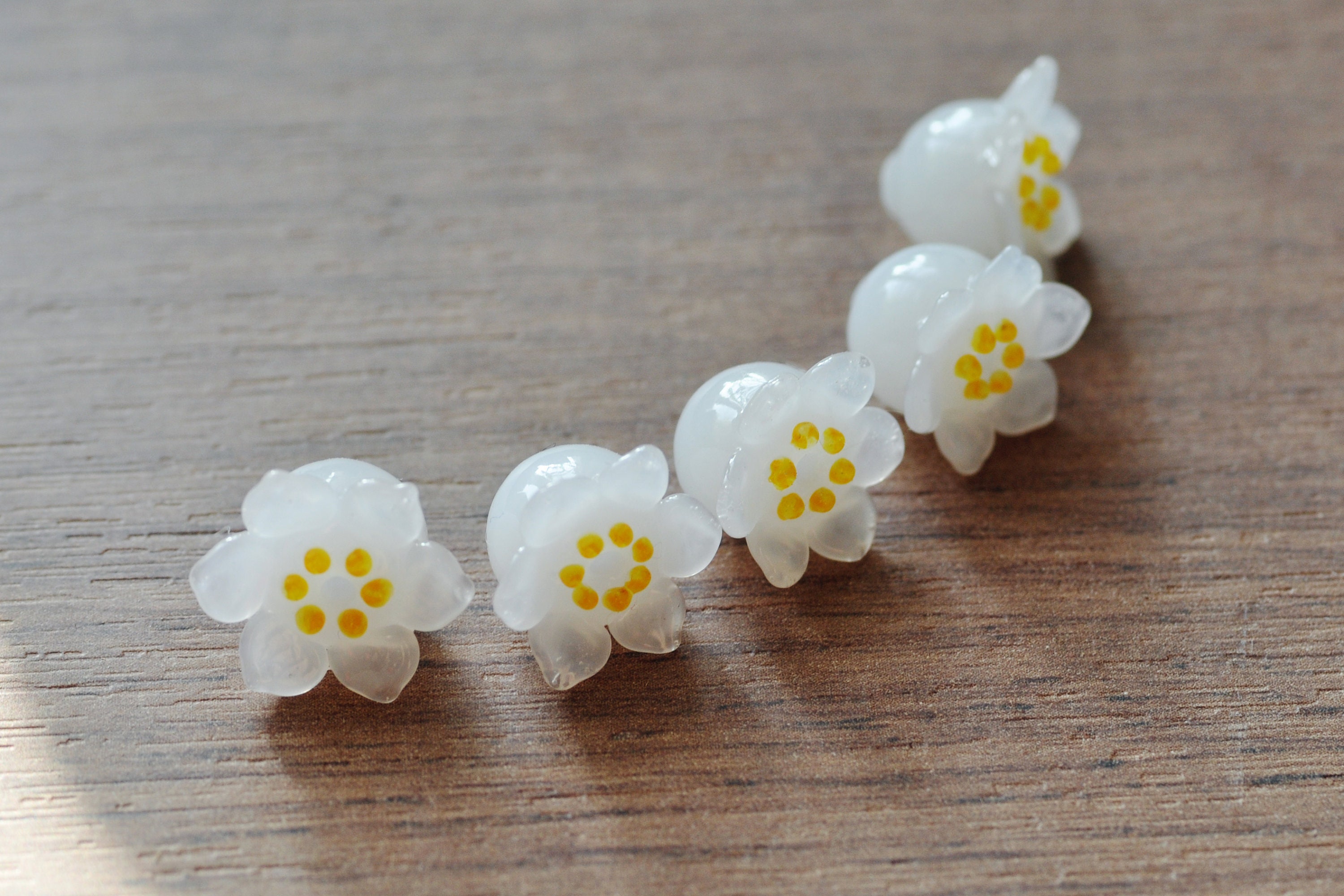 5 five Pcs Lily of the Valley Bead Set Lampwork Beads - Etsy