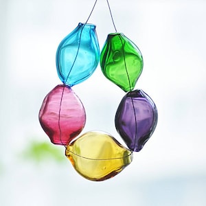 Perline di vetro lavorate a mano con tecnica lampwork, bolle cave trasparenti (20 mm, 1 pezzo)