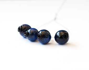 4 (four) BLUEBERRY handmade lampwork beads with metal loop / Berries/ Beading/ wildberries MTO