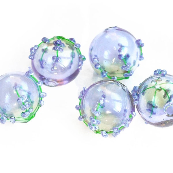 1 (one) piece Blown Hollow lavender handmade lampwork beads/ craft supplies/ beading/ transparent glass beads / Bubbles MTO