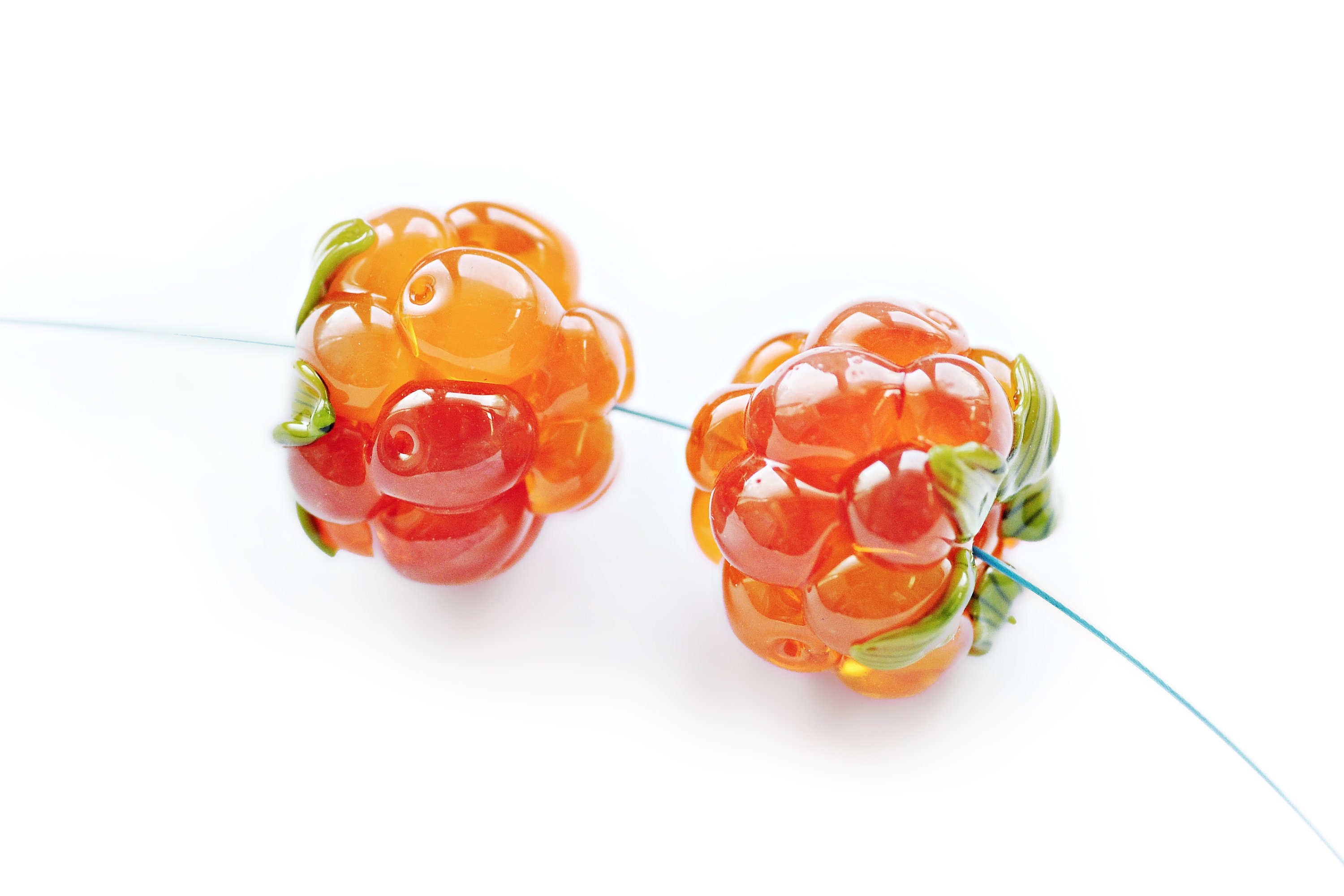 2 TWO A Pair of Cloudberry Glass Beads Salmonberry Beads Etsy Canada