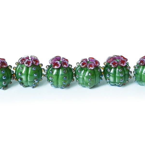 Handmade lampwork cactus bead