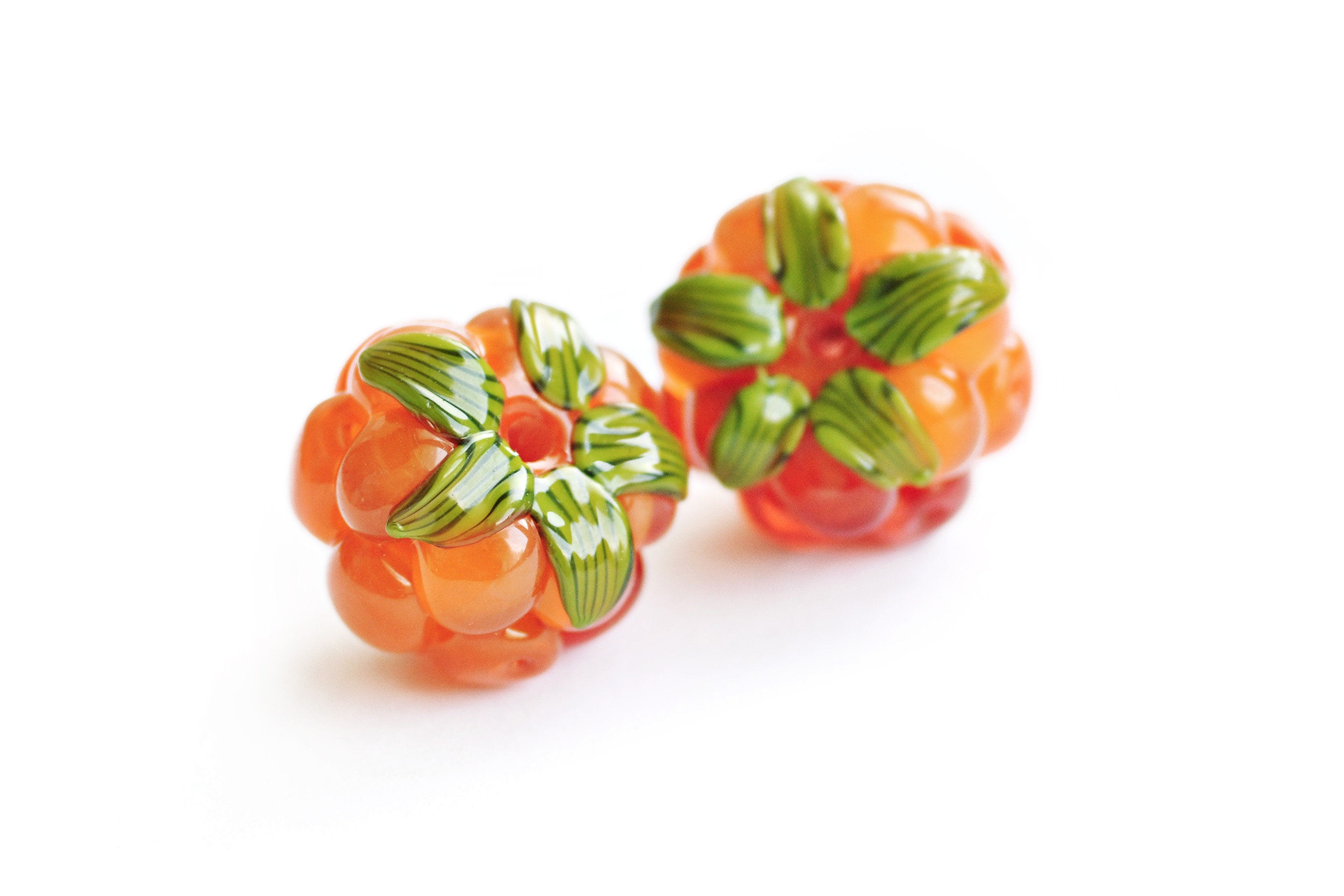 2 TWO A Pair of Cloudberry Glass Beads Salmonberry Beads Etsy Canada