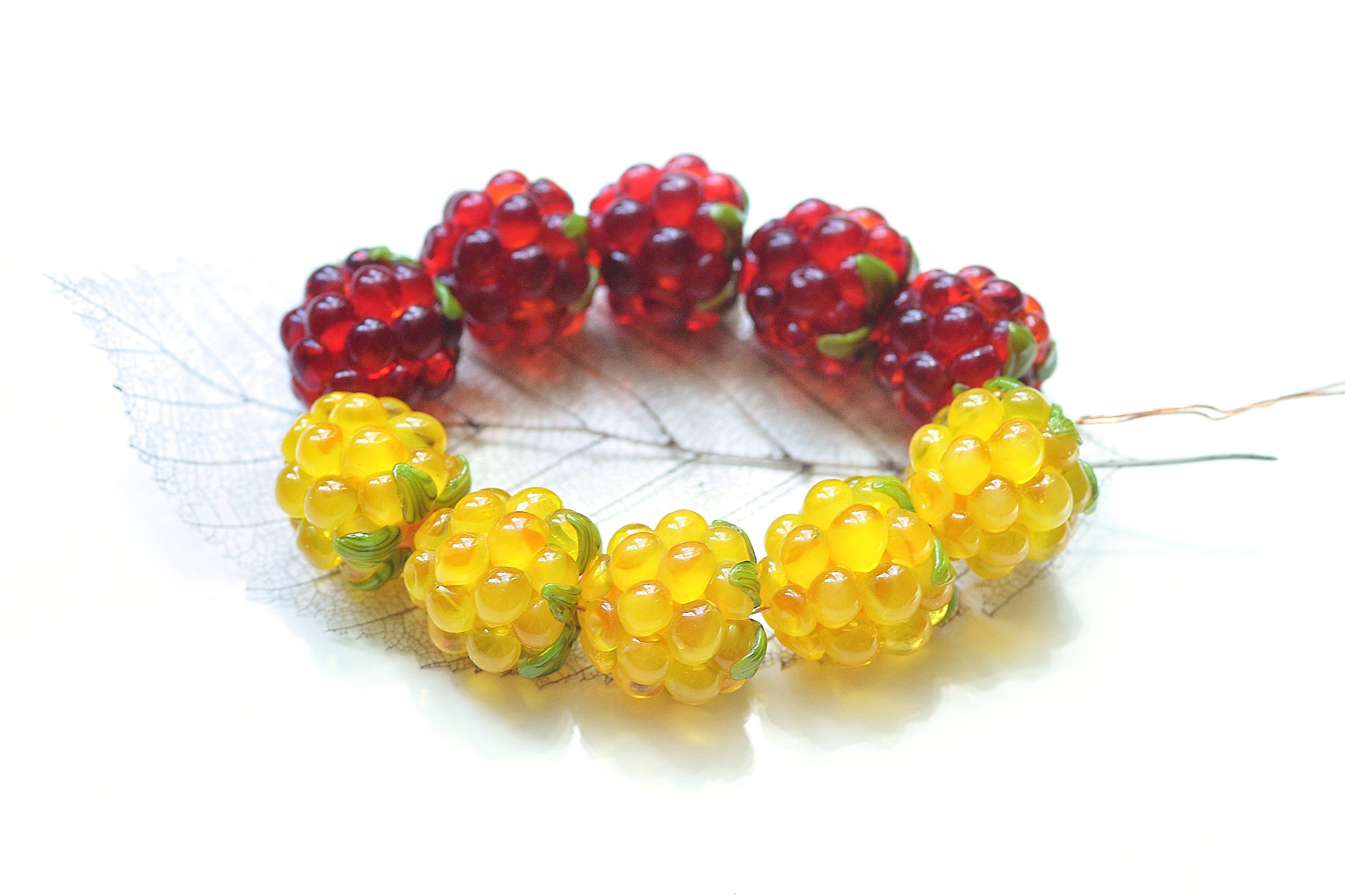  Crafans 60Pcs Fruit Lampwork Beads 10 Style Handmade Lampwork  Glass Beads Vegetables Food Apple Strawberry Cherry Bumpy Grape Charms for  Jewelry Making