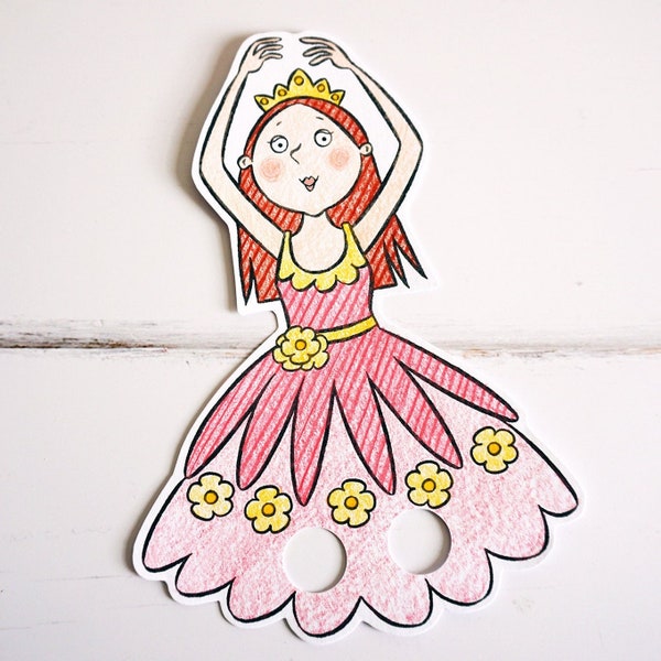 Dancing ballerina wiggly finger puppet – a printable colouring papercraft sheet for children to make their own play puppet