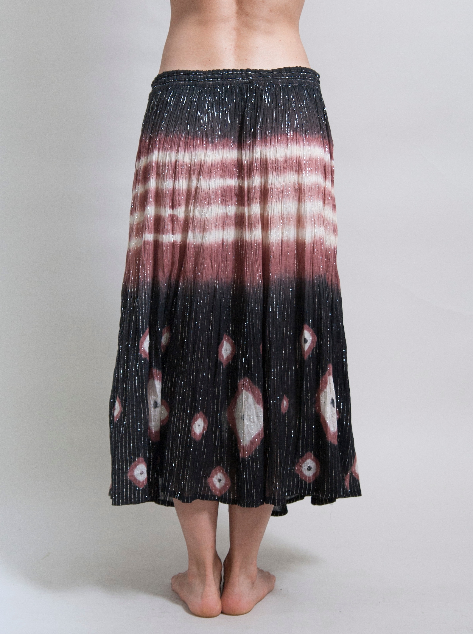 Crinkled Cotton gauze skirt / Metallic thread Indian skirt Etsy