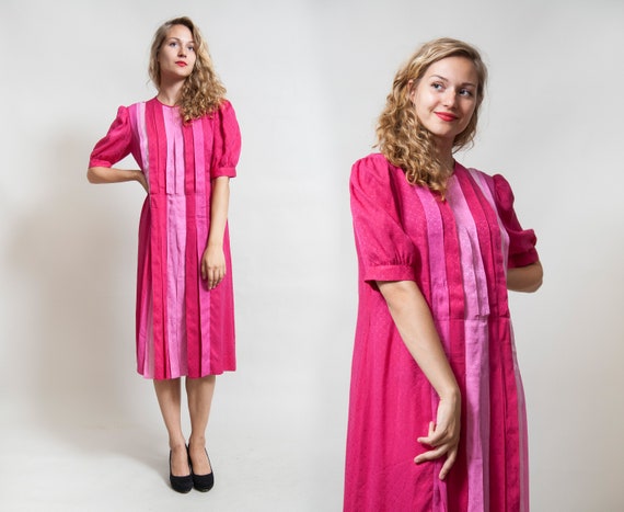 bright pink midi dress