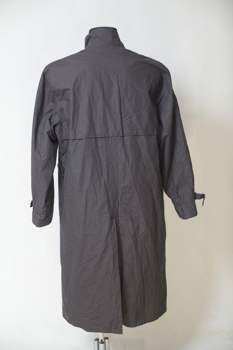 Unisex Dark Brownish-Gray Zipper Trench Coat size Large Vintage 70/'s Duster Coat Detective Rain Coat Topcoat Long Jacket Outerwear