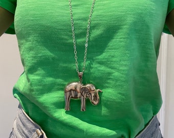 Sterling Large Elephant on 29 1/2 inch long chain, lucky elephant