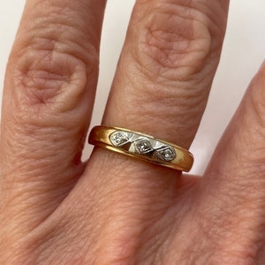 10K Diamond band, yellow and white gold, size 6 1/8