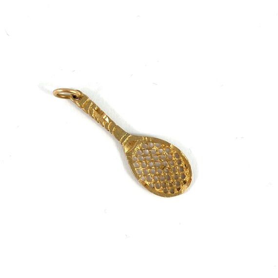 10K Gold Tennis racquet pendant or charm, 3 cm x … - image 3