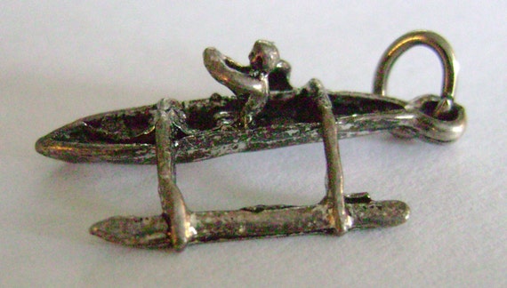 CANOE charm, Vintage Sterling Silver Outrigger Ca… - image 4
