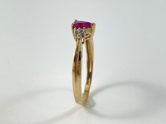 10K Yellow Gold Pear Shaped Ruby and Natural Diam… - image 5