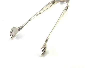 Sterling silver sugar tongs, International Sterling Prelude, 4 inches, monogrammed B