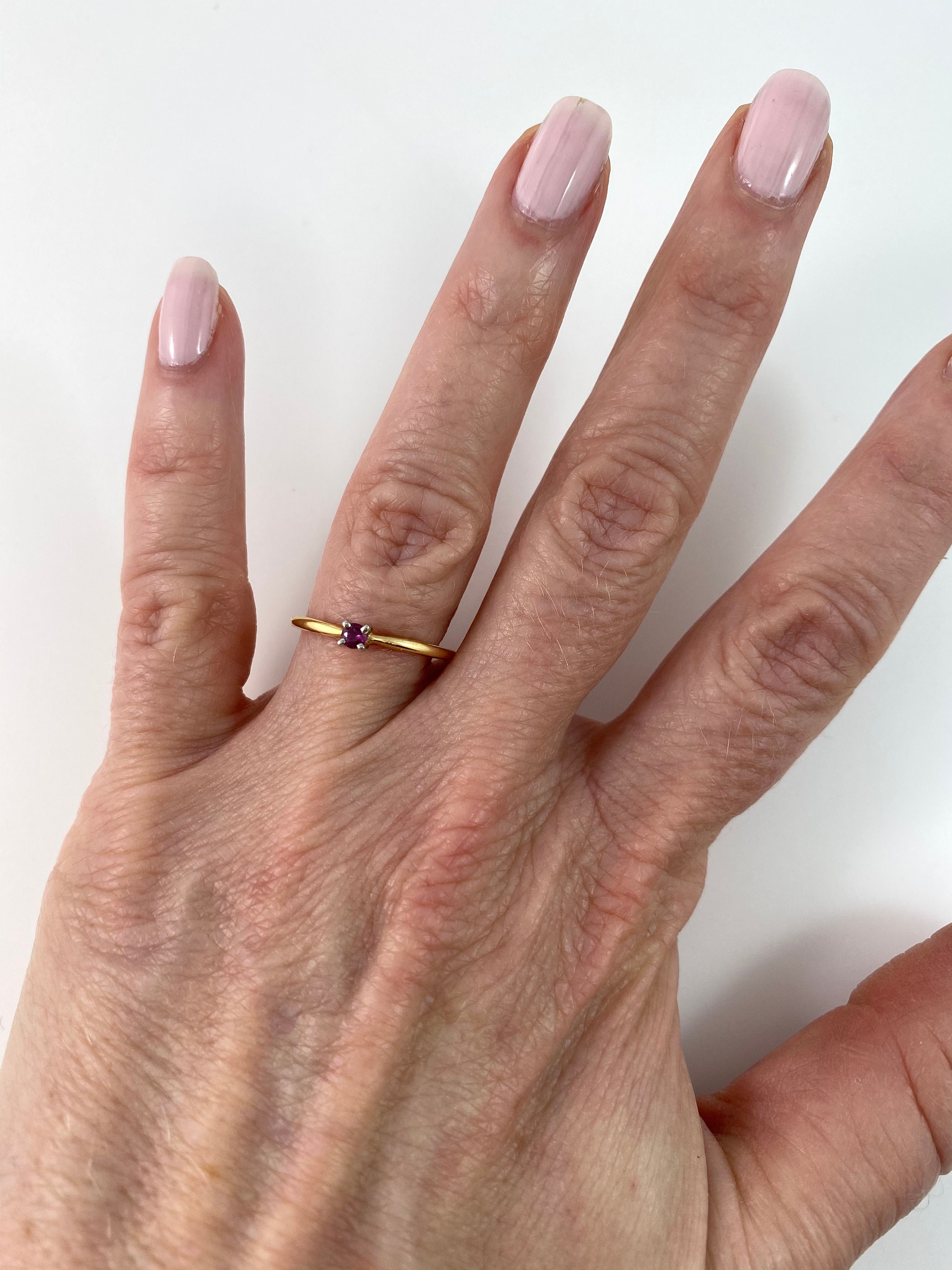 14K Ruby solitaire ring yellow gold ring set with single ruby | Etsy