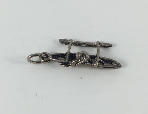 CANOE charm, Vintage Sterling Silver Outrigger Ca… - image 1