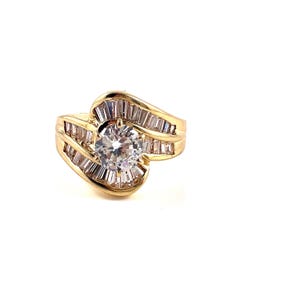 14K Yellow gold and cubic zirconia engagement style ring, size 6 1/4