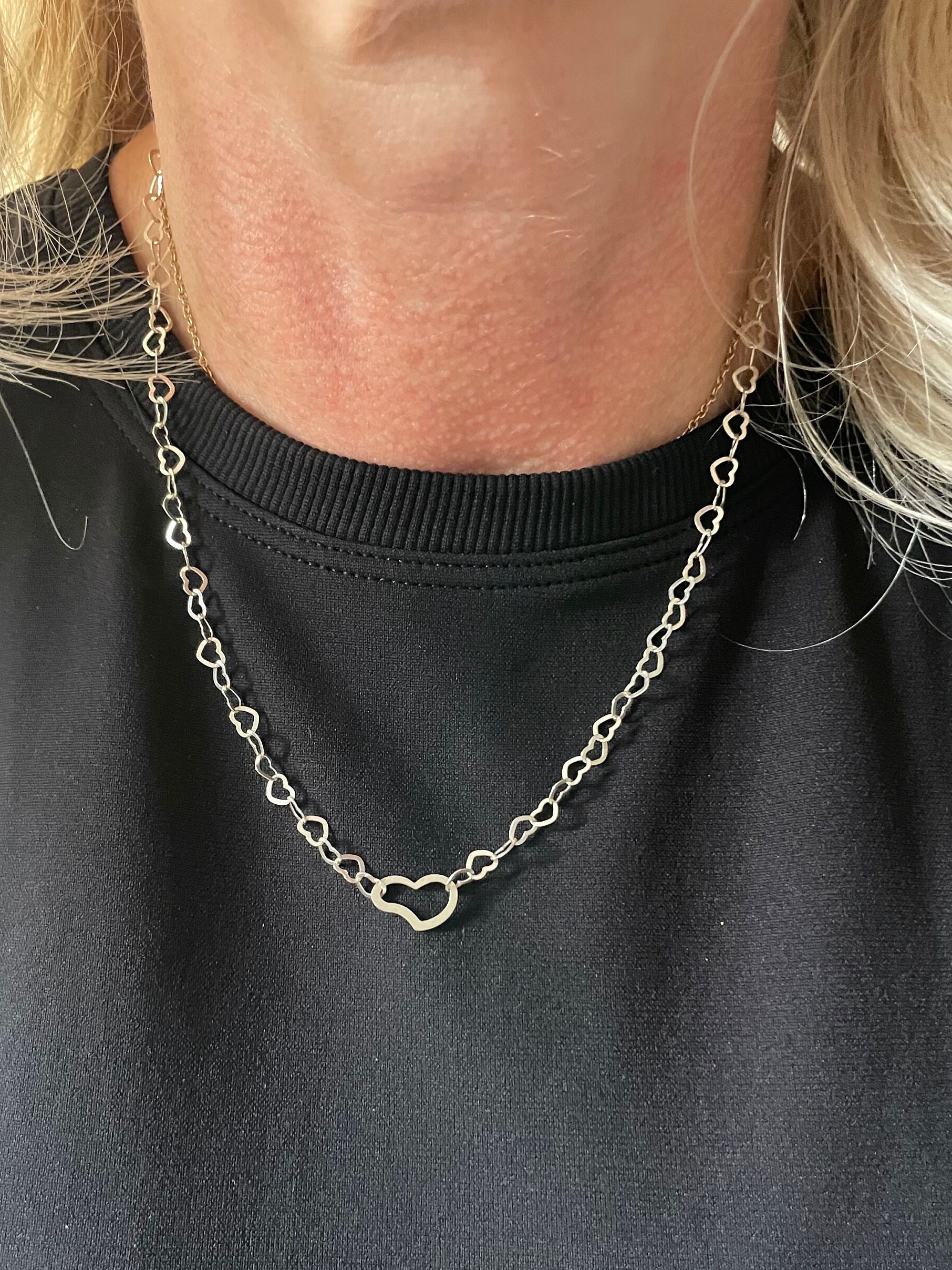 Heart chain shop link necklace