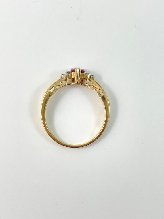 10K Yellow Gold Pear Shaped Ruby and Natural Diam… - image 4