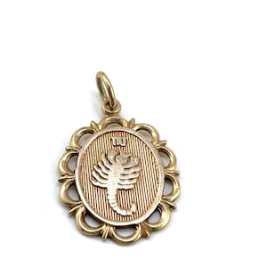 10K Scorpio  charm or pendant, vintage, yellow gold, zodiac charm, horoscope