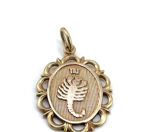 10K Scorpio  charm or pendant, vintage, yellow gold, zodiac charm, horoscope