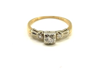 14/18kt engagement ring, yellow and white gold, approx .15 carats total, size 5 3/4