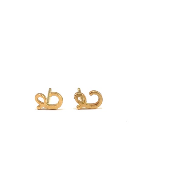 14K cursive initial C stud earrings, petite - image 7