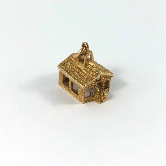 10K house charm or pendant gold charm vintage charm yellow Etsy