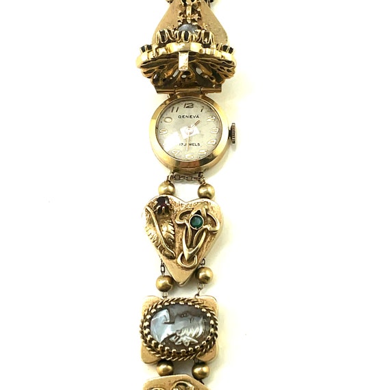 14k Victorian slide bracelet with hidden watch, v… - image 3