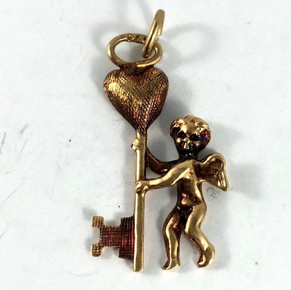 Cupid/ Angel 14K gold, vintage charm or pendant, c
