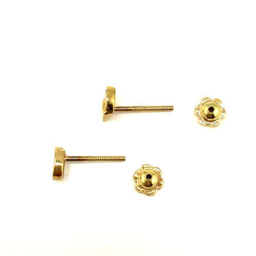 18K gold clown or happy shops face stud earrings with screw back closures