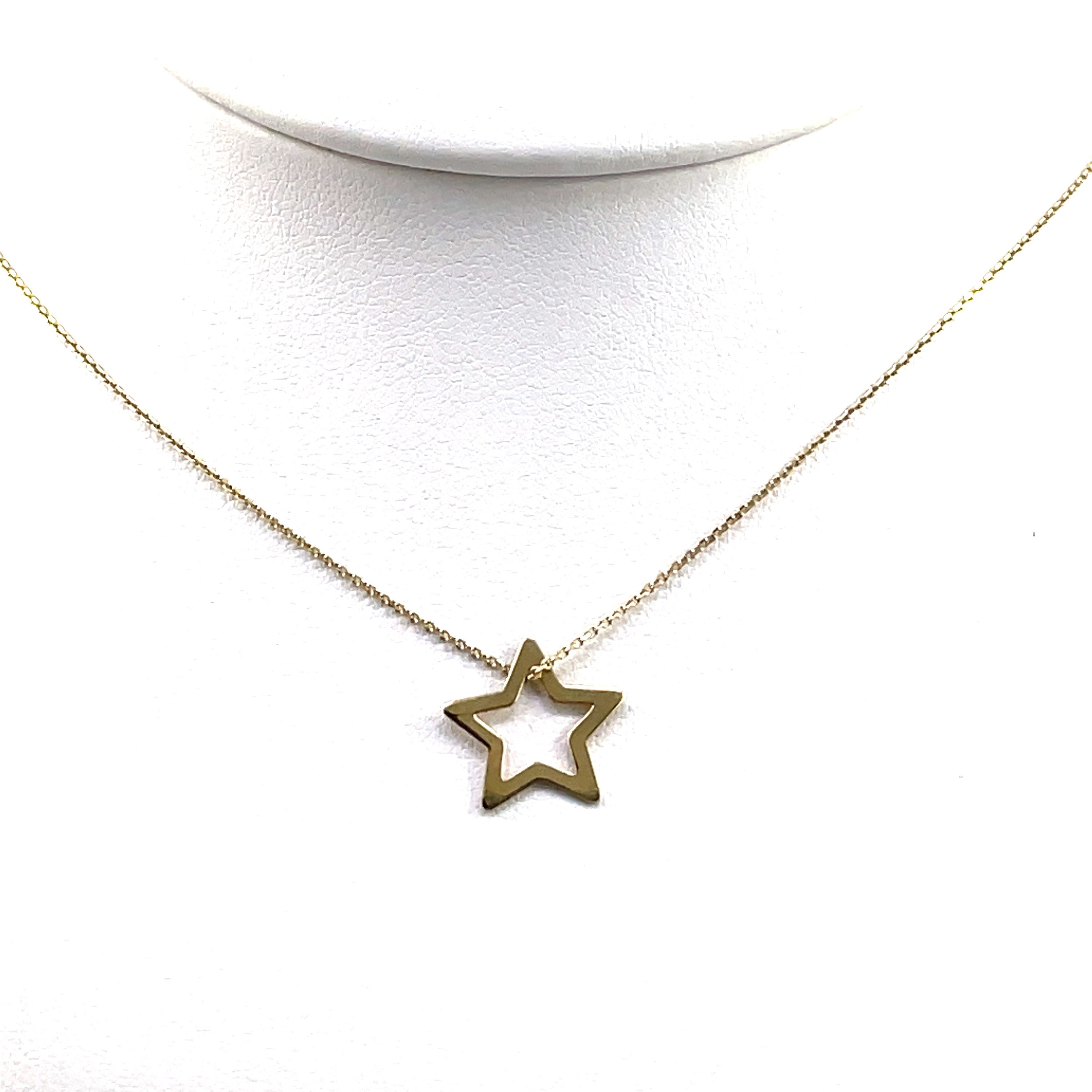 ※特別値下げ！Star Necklace Gold 18k Gold Star Pendant with laser rope type chain - Made in